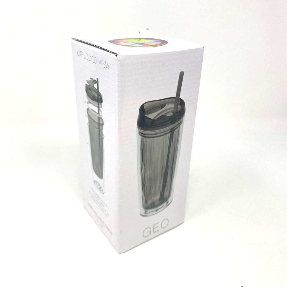 CDA Logo GEO 16 Oz Double Wall Clear Acrylic Tumbler Sip Straw Opening Hot Cold